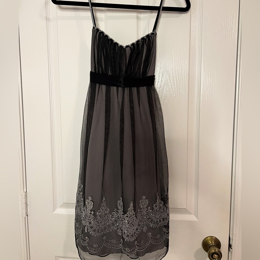 NEW Embellished black formal dress with silver detailing Small